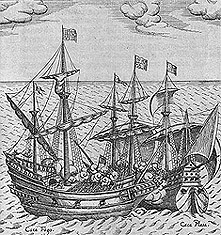  Golden Hind c Cacafuego, by Levinus Hulsius, 1626