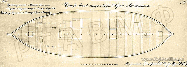 Чертеж брига Агамемнон. РГАВМФ ф.1, оп.1, д.2659 Чертеж брига Агамемнон. РГАВМФ ф.1, оп.1, д.2659