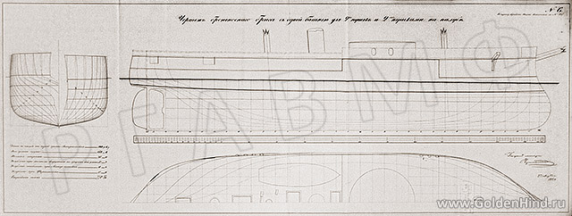 Чертеж брига Без названия. РГАВМФ ф.1, оп.1, д.2827 Чертеж брига Без названия. РГАВМФ ф.1, оп.1, д.2827