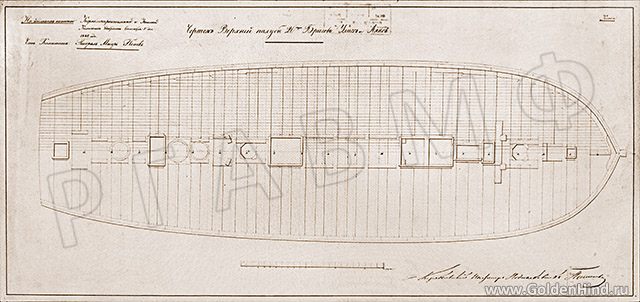 Чертеж брига Улисс. РГАВМФ ф.1, оп.1, д.2856 Чертеж брига Улисс. РГАВМФ ф.1, оп.1, д.2856
